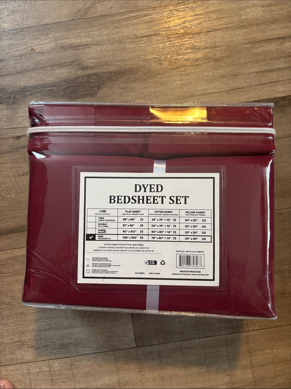 6400 Series 6-Piece King Bedsheet Set - Deep Red - Picture 2 of 3